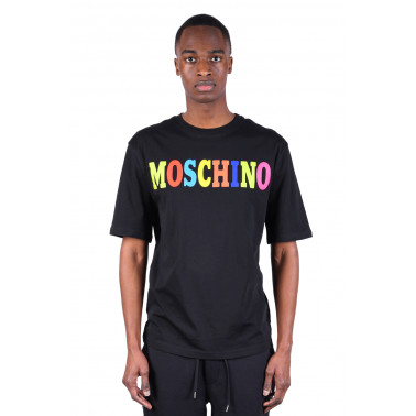 T-Shirt Coton Bio Logo Multicolore Noir