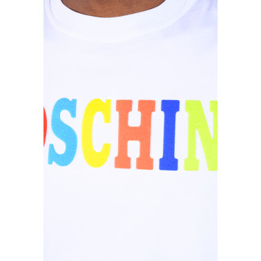 T-Shirt Coton Bio Logo Multicolore Blanc