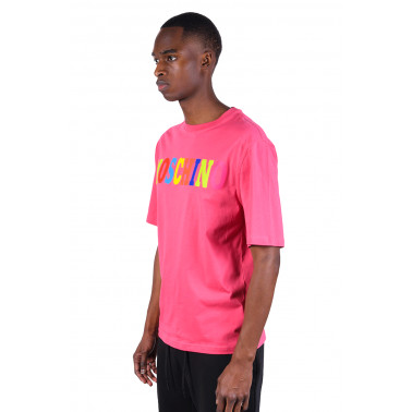 T-Shirt Coton Bio Logo Multicolore Rose