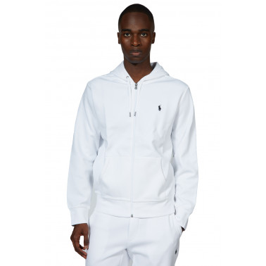 Sweatshirt capuche zip blanc