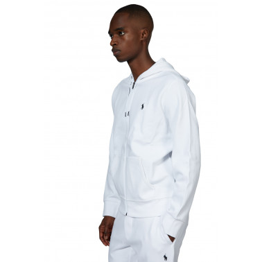 Sweatshirt capuche zip blanc