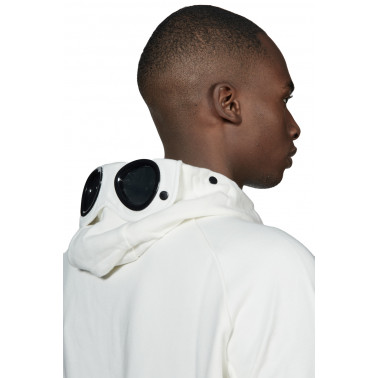 Sweatshirt zip à capuche Goggle gauze white