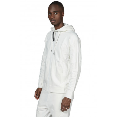 Sweatshirt zip à capuche Goggle gauze white